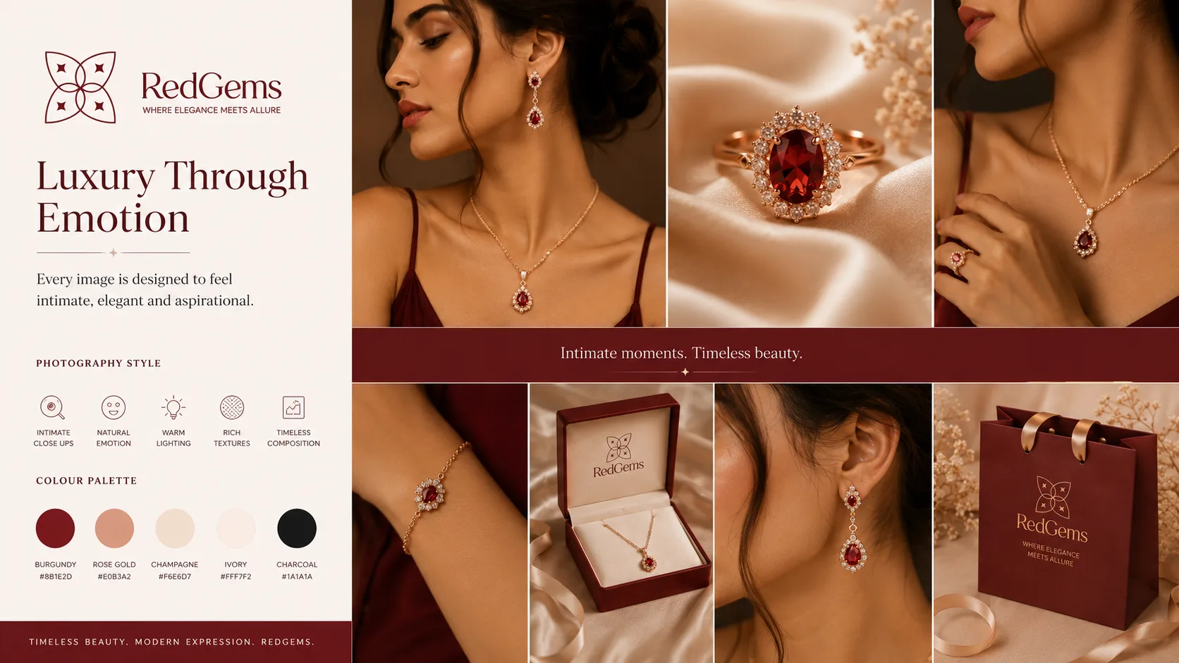 Red Gems — Logo and Branding packaging & visual design mockup 8 by Raghav Chopra